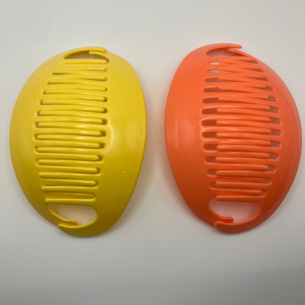 Vintage‎ Goody Tzers Clinch-It Banana Hair Clip Comb Large 6" 80s Yellow Orange